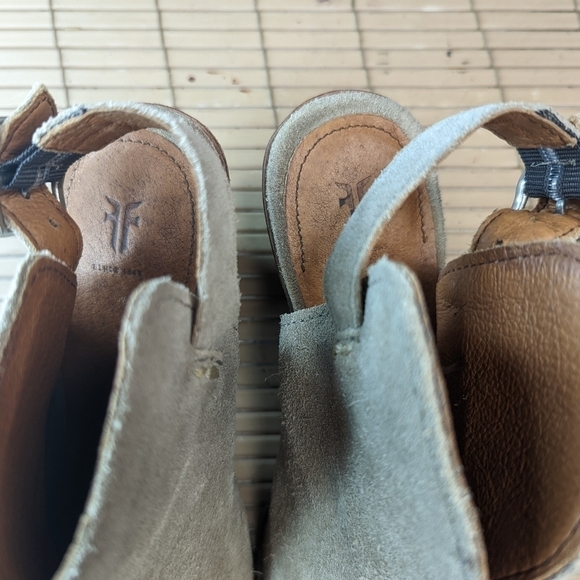 Frye Shoes Courtney Womens 6.5B ash Suede Booties Slingback Open Toe - Picture 6 of 11